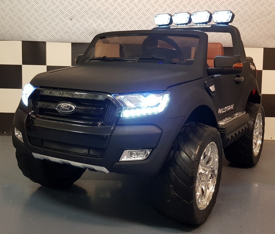 FORD NEW RANGER 4WD | MAT ZWART | 2X12V | 2.4G - Kids-Accu Cars